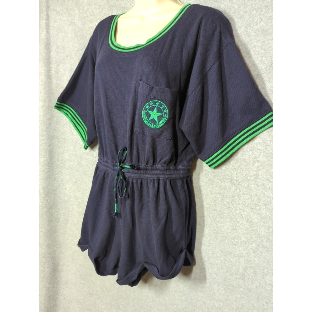 Anthropologie Romper Women S Drawstring Waffle Knit Navy Star Pocket NWT Sporty